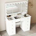 thumbnail image 3 of Timechee Makeup Vanity w/Tri-Fold Mirror Certified Lighting Glass Top Dresser, 3 of 5