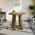 thumbnail image 6 of Tribesigns Round Conference Table for 2-4 People, 31.5-Inch Small Wooden Office Table with Sturdy Base, Farmhouse Home Office Meeting Desk for Small Spaces, Rustic Brown, 6 of 16