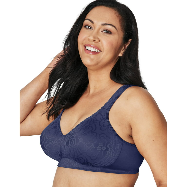 Exclare Women's Full Coverage Plus Size Comfort Double Support Unpadded  Wirefree Minimizer Bra(Blue,46D)