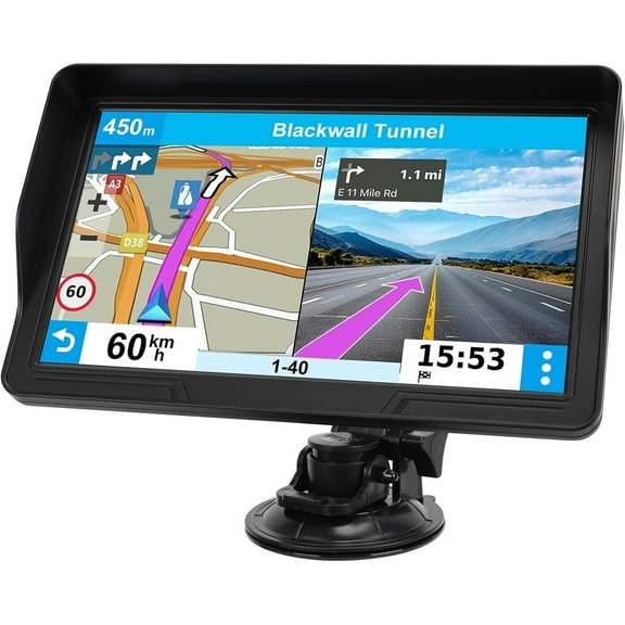 GPS Navigator for Car Truck RV, 9 inch Touch Screen Latest 2025 Map, Real Voice Spoken Turn-by-Turn Direction Reminding Navigation System for Cars, Vehicle GPS with Speed and Red Light Warning