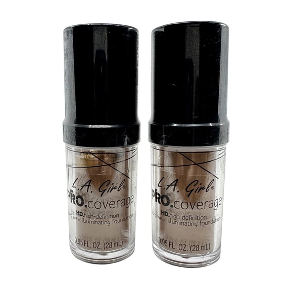 L.A. Girl Pro Coverage HD Longwear Illuminating Foundation Beige 0.95 oz Set of 2
