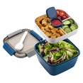 thumbnail image 1 of Recipiente para ensalada para llevar, 1,47 kg (52 oz) con 3 compartimentos, ideal para aderezos y aperitivos, para hombres y mujeres (azul), 1 of 6