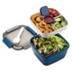 thumbnail image 1 of Recipiente para ensalada para llevar, 1,47 kg (52 oz) con 3 compartimentos, ideal para aderezos y aperitivos, para hombres y mujeres (azul), 1 of 6