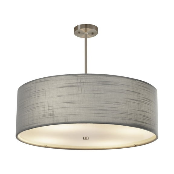 Justice Design Group Fab-9592-Gray Textile 6 Light 24" Wide Drum Chandelier - Nickel