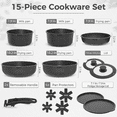 thumbnail image 6 of YASHE 15-Piece Nonstick Cookware Set with Detachable Handles, Stackable Granite Pots and Pans Set, Induction Compatible, Oven Safe, Space-Saving Kitchen Set for RV & Small Apartment, 6 of 8