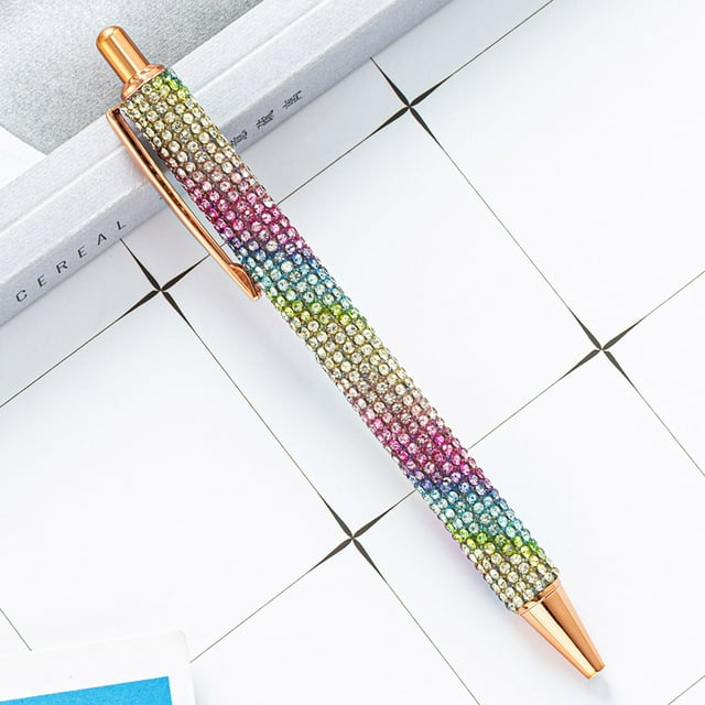 WIFKLSIIPG Press The Beating Pen Spots Rhinestone Foreskin Press The Pen Girl Student Stationery Ballpoint Pen Multi Color Press Pen 1ML