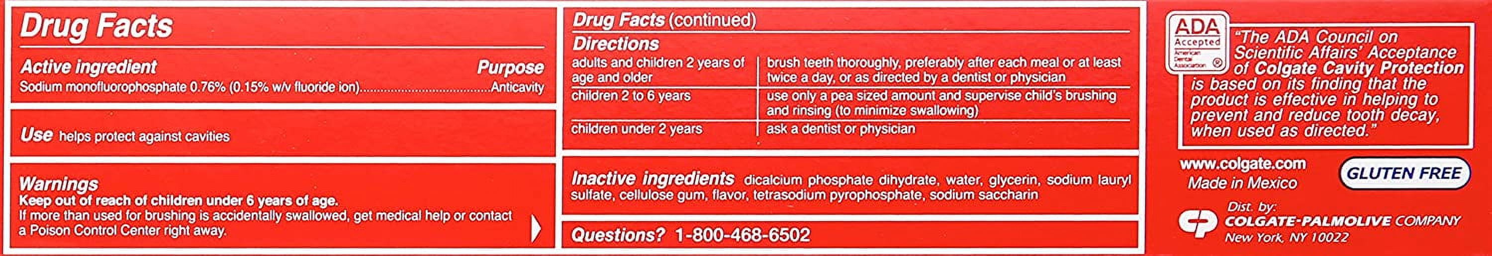 Colgate Anticavity Fluoride Toothpaste, Cavity Protection, 8 Oz, 6 Pack