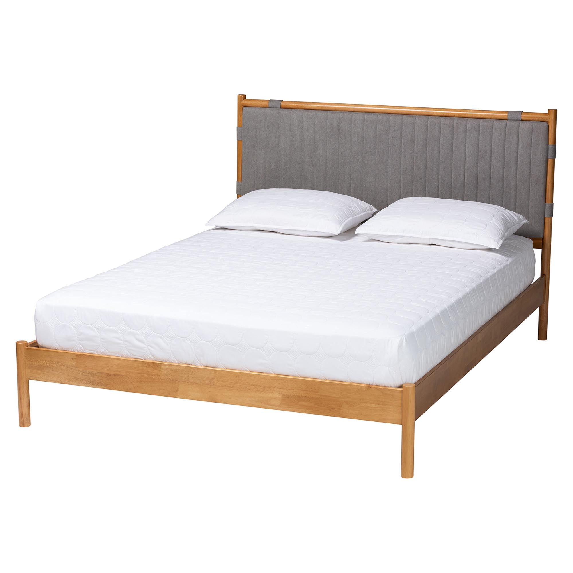 Baxton Studio Jaiana Mid-Century Platform Bed, Queen, Oak Brown