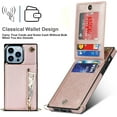 thumbnail image 5 of Crossbody Phone Case for iPhone 13 Pro Max Case with Card Holder for Women,iPhone 13 Pro Max Case Wallet with Strap Lanyard for Men,PU Leather Magnetic Clasp with Kickstand 6.7", Rosegold, 5 of 14