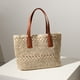 thumbnail image 2 of Bolso de hombro de paja para mujer, bolsos grandes de paja tejidos a mano Bolso de mano con asa Bolsos de paja para playa de verano Bolso bandolera bohemio (06-beige), 2 of 5