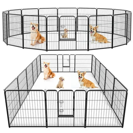 edx Dog Playpen  16 Panels 32  Foldable Heavy Duty Metal Puppy Exercise Pen with Doors Indoor Outdoor