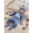 thumbnail image 6 of RUINIXCW Newborn Baby Boy Little Brother Outfit Waffled Knit Romper Letter Embroidered Dot Long Sleeve Infant Spring Fall Winter Clothes Bodysuit Jumpsuit Hat, 6 of 9