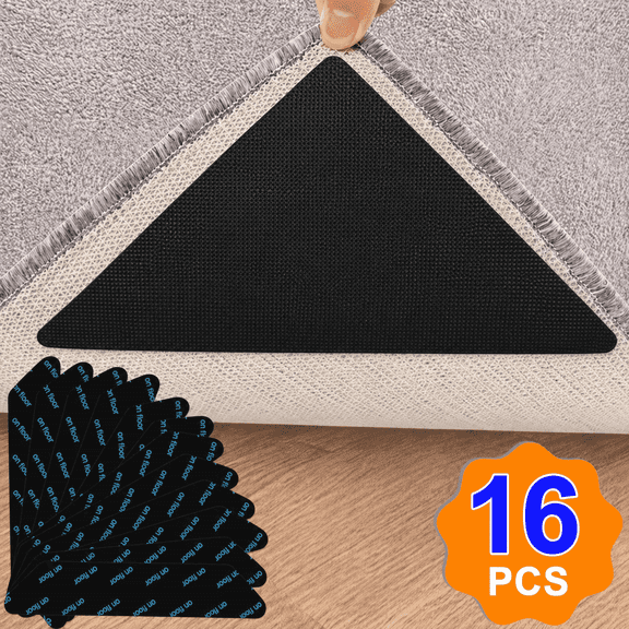 NIUTA® Rug Grippers Hardwood Floor, 16 Pcs Triangle Non Slip Rug Grippers for Area Rugs, Large Carpet Sticky Pads, Anti Curl Rug Tape for Hard Floor, Carpet Tape for Rug Corners & Edges