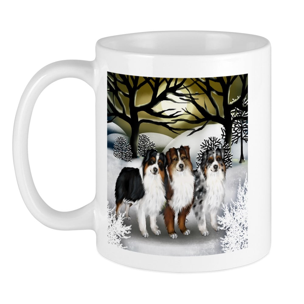CafePress Australian Shepherd Dogs Winter Sunset Mug Unique Coffee