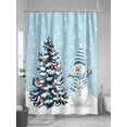 thumbnail image 5 of Blue Christmas Shower Curtain Set, Waterproof Shower Curtains for Bathroom, Snowman Pine Tree Ball Winter Snow Scene Washable Fabric Cloth Bath Curtain for Bathtub Decoration with Hooks 72x78 Inches, 5 of 6