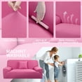 thumbnail image 5 of PiccoCasa Thick Stretch Sofa Cover 4 Seater Solid Couch Cover, Fuchsia, 5 of 7