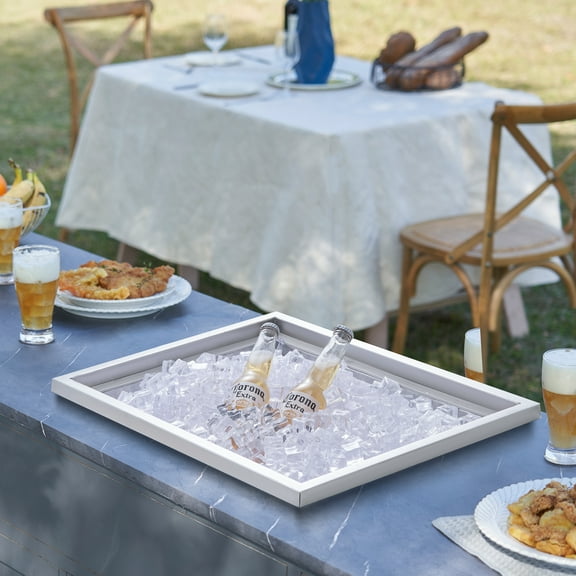 KFFKFF 21"x17"x18" Drop in Ice Chest Ice Cooler Ice Bin Stainless Steel w/Cover