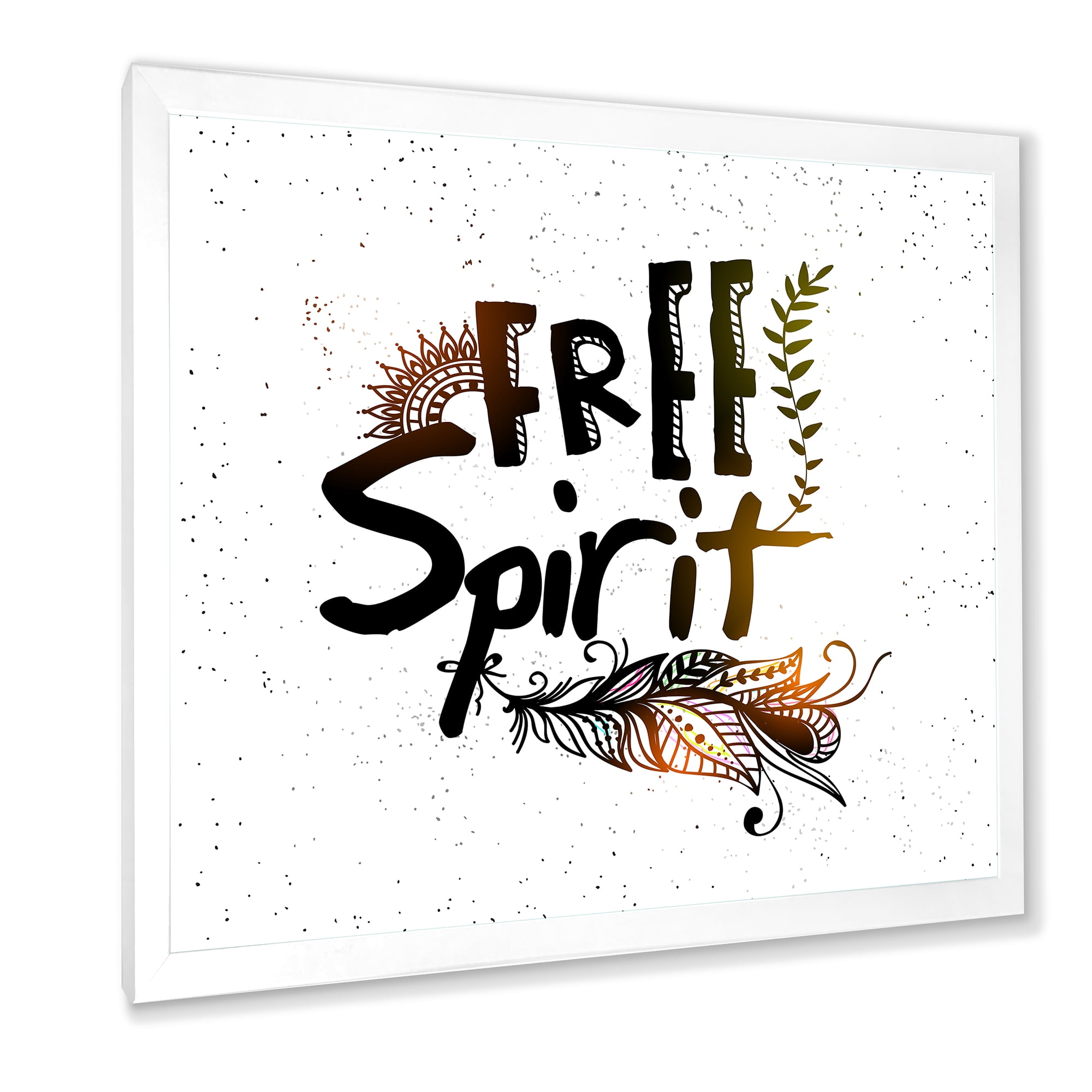 Designart 'Free Spirit Ethnic Feather' Bohemian & Eclectic Framed Art Print