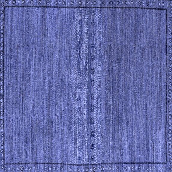 Ahgly Company Machine Washable Indoor Square Abstract Blue Modern Area Rugs, 6' Square