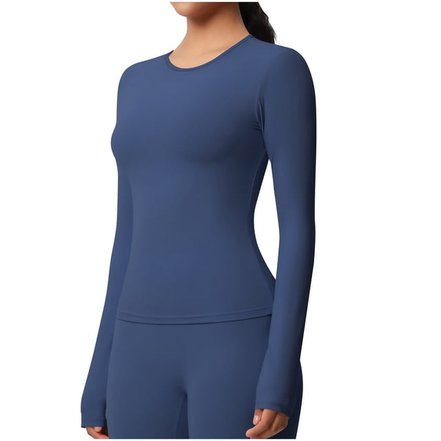Mujeres de Manga Larga Tops Casual Ejercicio Capa Base para Correr Al Aire Libre, Transpirable Slim Fit Yoga Top con Agujeros Del Pulgar para Actividades de Fitness