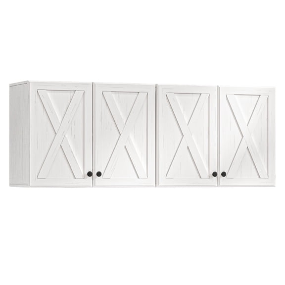 24" W Laundry Room Wall Cabinets, Wall Mounted Storage Cabinet, Farmhouse Wall Cabinet with Adjustable Shelf, Floating Cabinet for Bathroom/Kitchen, 2PCS