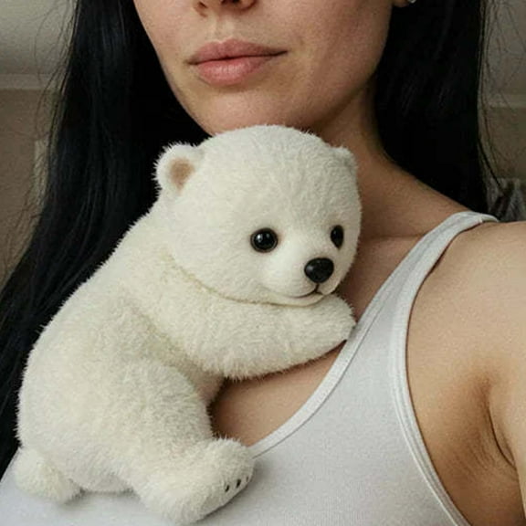 Xioeram Polar Bear Stuffed Animal Soft White Arctic Plush Pillow Toy Gifts for Kids, White 8 Inches