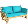 thumbnail image 4 of Gymax Causeuse de Patio Réglable avec Coussins Turquoise, Bois d'Acacia, Sofa, 4 of 9