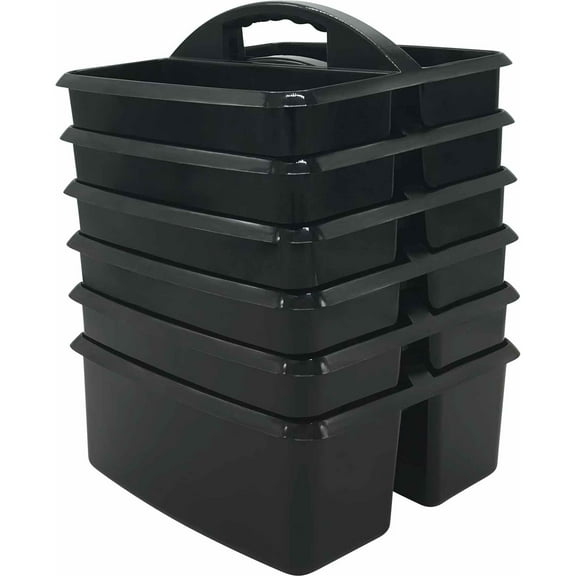 Teacher Created Resources Plastic Storage Caddy, Black, Pack of 6