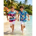 thumbnail image 5 of Aideaone 2 Pack Boy Hawaiian Shirts Button Down Kids Tropical Aloha Shirts Short Sleeve Size 8-14 Year, 5 of 6