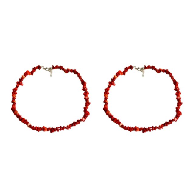 Collar de Piedra Qarigey Moda para Mujer Malaquita Y06 Coral Rojo