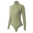 thumbnail image 3 of MixMatchy Women's Long Sleeves Ribbed Sweater Turtleneck Bodysuit Leotard, 3 of 7