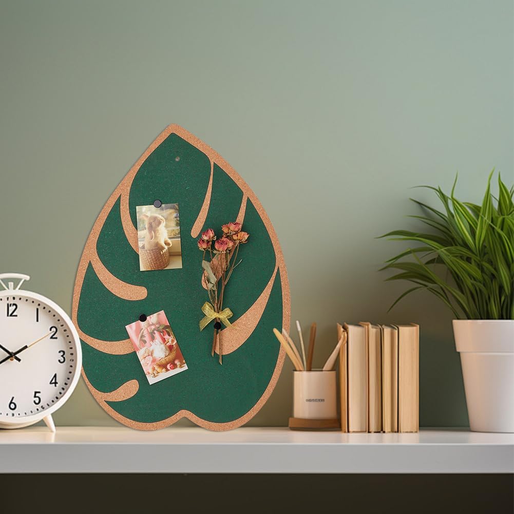 2Pcs Monstera Deliciosa Bulletin Cork Board 16.5x11.8 Inch Decorative Cork Bulletin Board Plant Memo Bulletin Pin Board Hanging Pin Boards with Cord and Pin for Office Home Kitchen Wall Decor