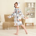 thumbnail image 4 of FORMRS Niños Bathrobe Unisex Hooded Robe Soft Plush Pajamas Sleepwear, Size 4-6T, Beige Snow Houses, 4 of 7