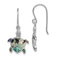 thumbnail image 1 of 925 Sterling Silver Abalone Sea Turtle Drop Dangle Earrings Animal Life Reptile, 1 of 5