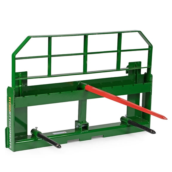 Titan Attachments Hook and Pin Hay Frame Attachment with 39in Hay Spear and Stabilizers, Fits John Deere Tractors, Rated 6,000 LB