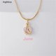 thumbnail image 1 of HDD Collar De Castillo De Diamantes Barbie Chapado En Oro De 18 Quilates Cristal Rosa Corazón Piedra De Nacimiento Colgante De Acero De Titanio, 1 of 4