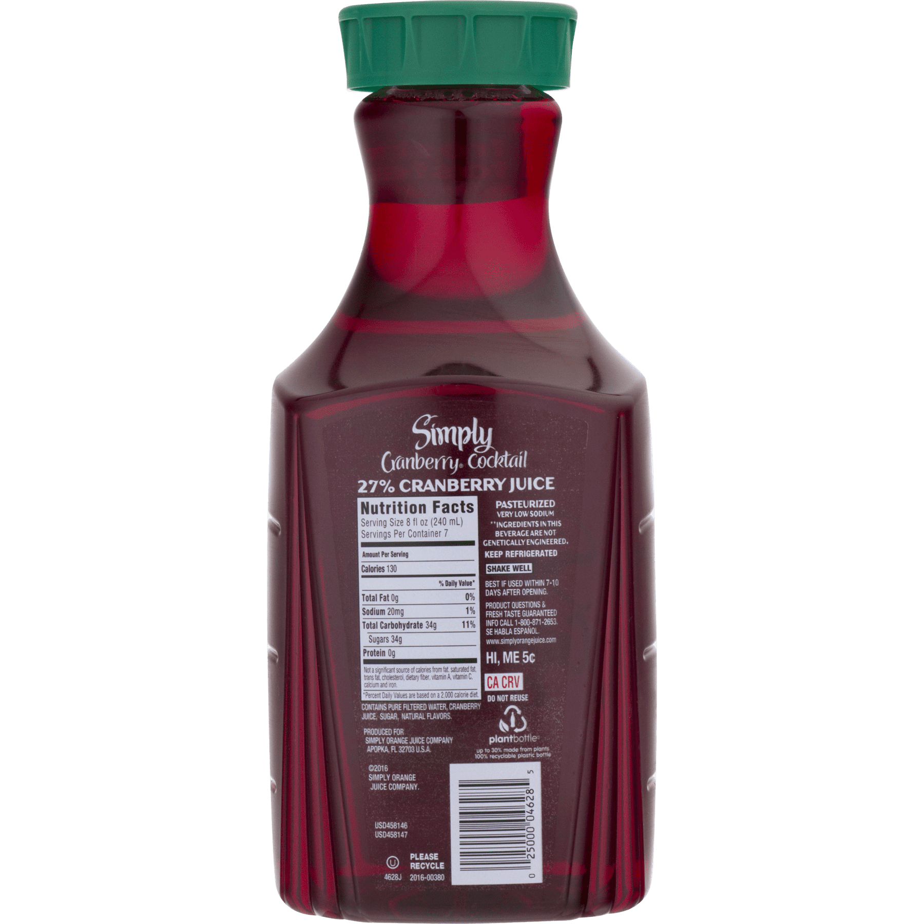 Cranberry Juice Nutrition Label