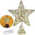 thumbnail image 1 of Adorno para árbol de Navidad de 10 pulgadas con 20 luces LED, decoraciones para árboles de Navidad de metal con brillo dorado, 1 of 5