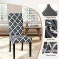 thumbnail image 3 of Dining Room Chair Covers Set of 8, Stretch Geometric Parsons Chair Slipcovers Spandex Removable Washable Kitchen Chair Protector Cover for Dining Room, Hotel, Ceremony (Gray+White), 3 of 6
