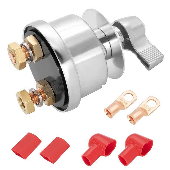 Ikoopy High Current Battery Disconnect Switch with 6 Terminal Fittings 12-48V DC Battery Power Cut Off Switch 300A Battery Power Cut Isolator for Cars Trucks Boats RVs Vehicles