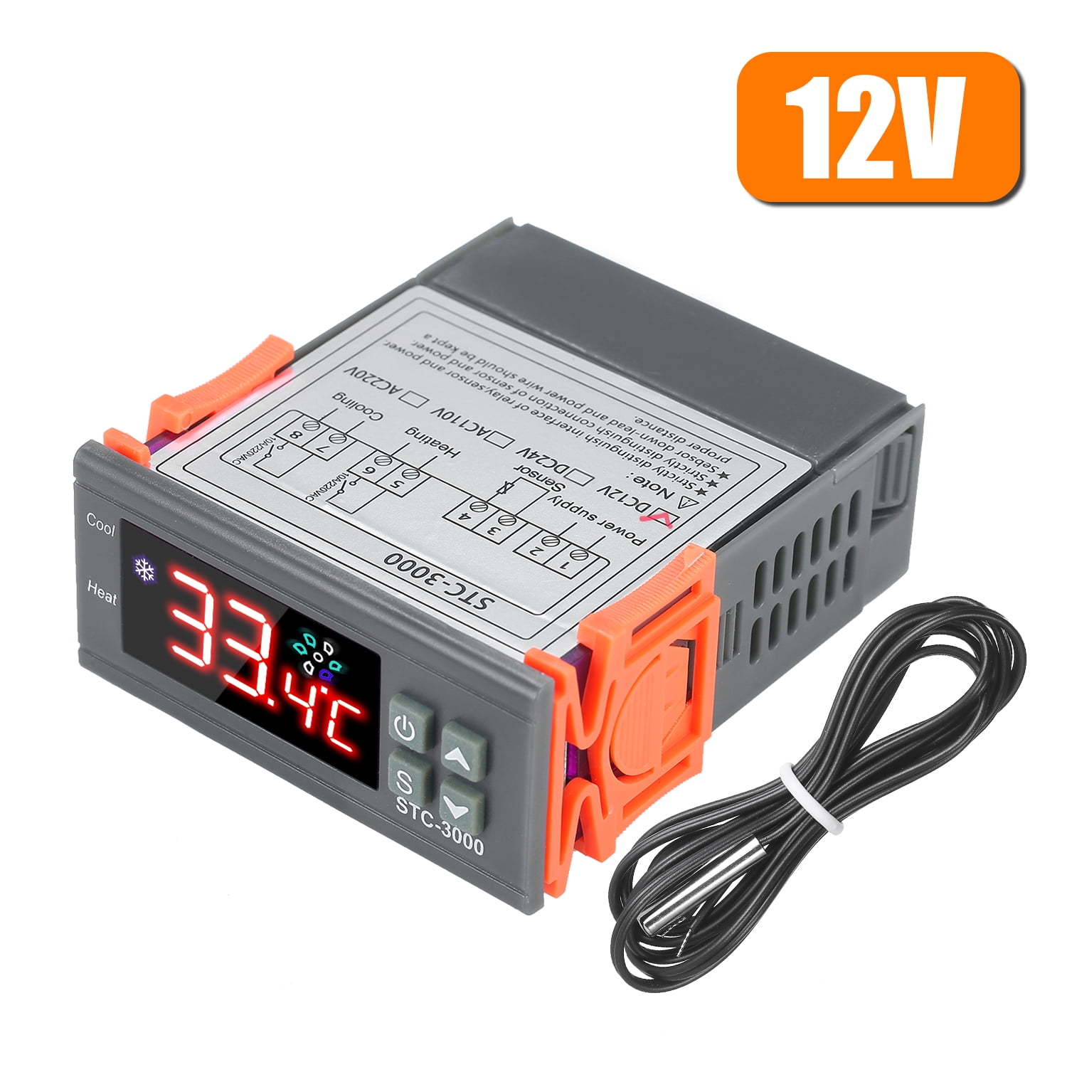 12V Cool Heat Digital Temperature Controller Thermostat Microcomputer Timer 