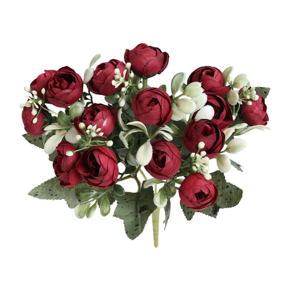 Peonies Artificial Flowers, 15 Heads Rose Peony Flowers,Small Silk Flowers for Home Decor,Indoor Fake Wedding Bouquets Faux Floral Arrangements Dining Table Centerpieces for Kitchen Party Decor(A)