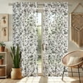 thumbnail image 2 of Vargottam Floral Vines Design Sheer Curtains for Tall Doors & Windows - Set of 2, 90", Grommet Top, Printed Georgette Light Filtering Panels for Home Decor, 2 of 9