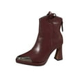 thumbnail image 2 of Taylonsss Women's Fashionable Ankle Boots with Pointed Toe Back Zipper Closure and Mid-Heel Blocks for Winter Comfortable Causal Short Boots with Metal Toe Cap Design, 2 of 8