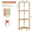 thumbnail image 2 of LELELINKY 4-Tier Corner Shelf with Sturdy Base, 40" Tall Narrow Bookcase for Small Spaces, Wood Display Shelf for Living Room, Natural, 2 of 8