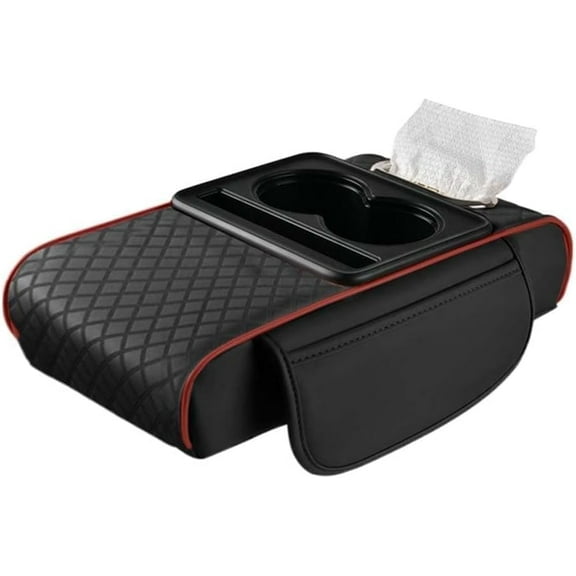 Universal car armrest, leather car cushion, multifunctional PU leather armrest box cushion, 5-in-1 center console cover with cup holder Mix(Z)