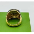 thumbnail image 2 of Men's 14K Gold Plated Black Round Diamond Pave Signet Ring Cushion Cut Two-Tone Statement Pinky Ring, 2 of 3