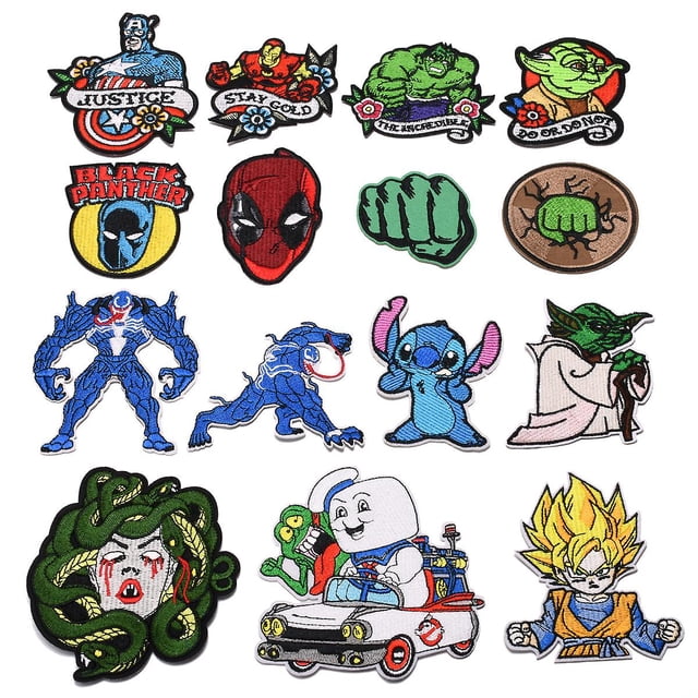 Parche termoadhesivo 15 piezas Spider - Man Parche termoadhesivo Insignia bordada para niños Parche bordado para bricolaje Personalizar ropa Camiseta Jeans, Mochila Niños y