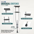 thumbnail image 2 of Muletas universales de aluminio Dynarex, para niños y adultos (de 1,40 m a 2,00 m), ajuste de altura con botón pulsador, axilas acolchadas y empuñaduras cómodas, capacidad de peso de 136 kg (300 lb),, 2 of 5