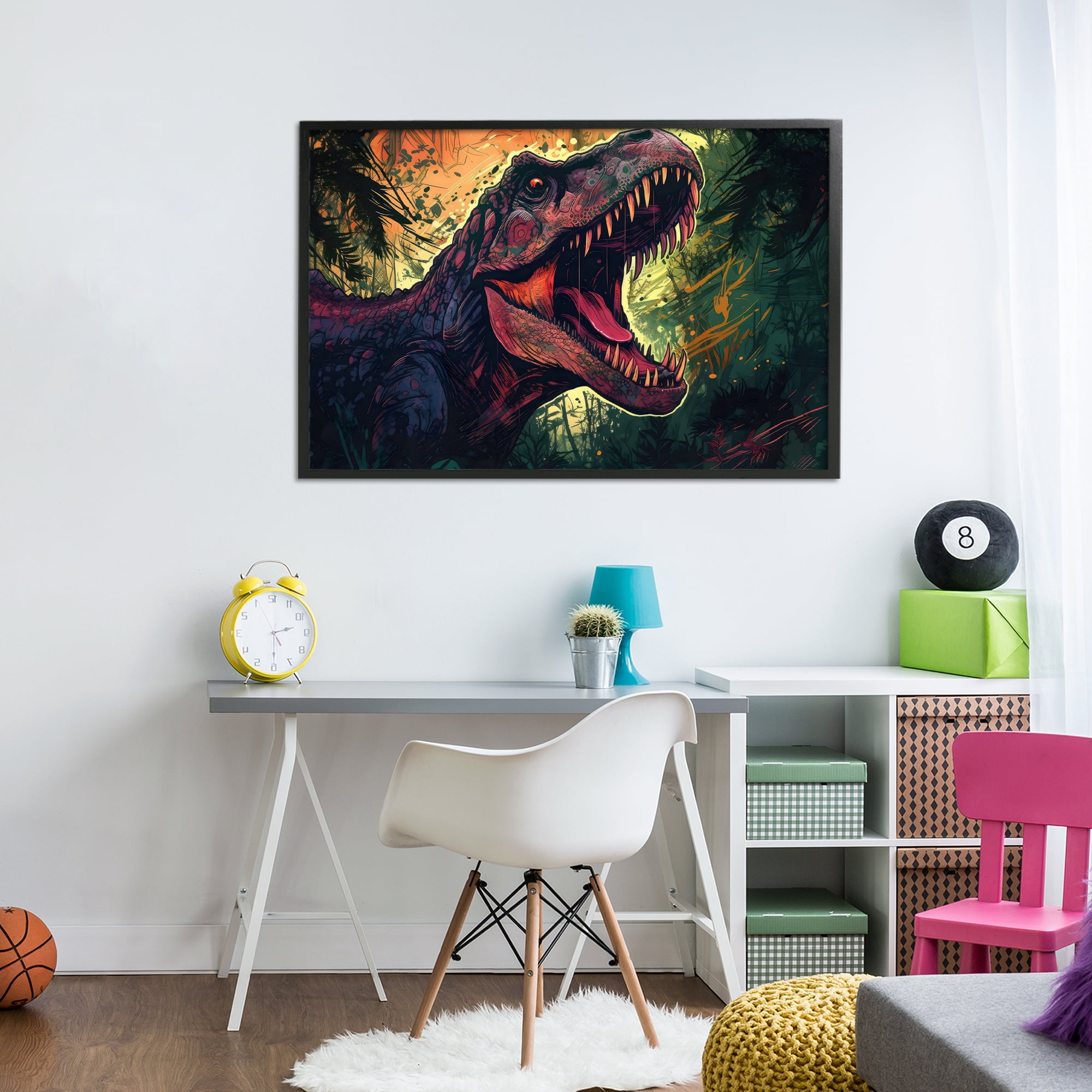 Stupell Industries Dark Roaring T-Rex Black Framed Giclee Art, design by Creative Studio